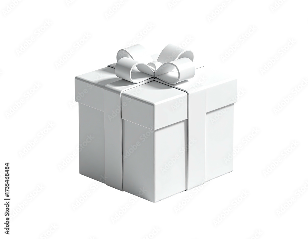 Obraz premium White present box tied with a bow, floating on a black background