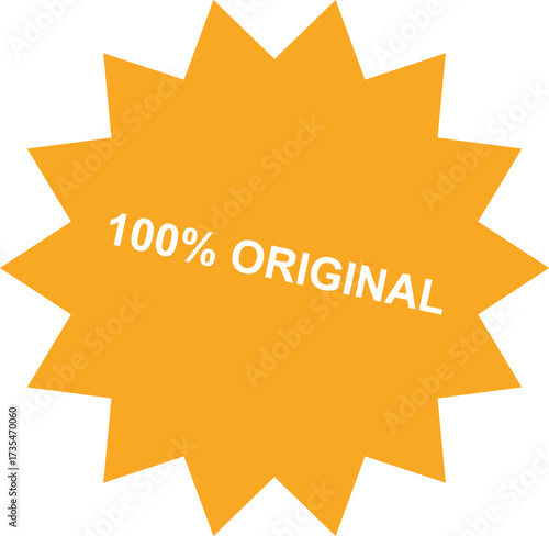 100 Percent Original Product Badge in Yellow and White for Authentic and Unique Offerings Quality 