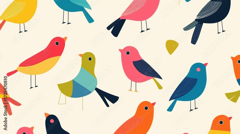 Fototapeta premium Colorful Bird Pattern