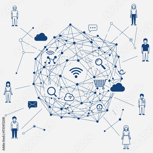 Global Network Connectivity and Digital Communication Through Technology, Illustrating Interconnectedness of People and Information