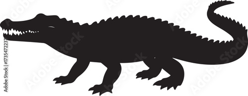  Wild Crocodile Silhouette Vector Illustration