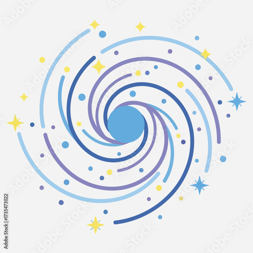 Abstract spiral galaxy with stars, a beautiful cosmic illustration representing the universe and space exploration