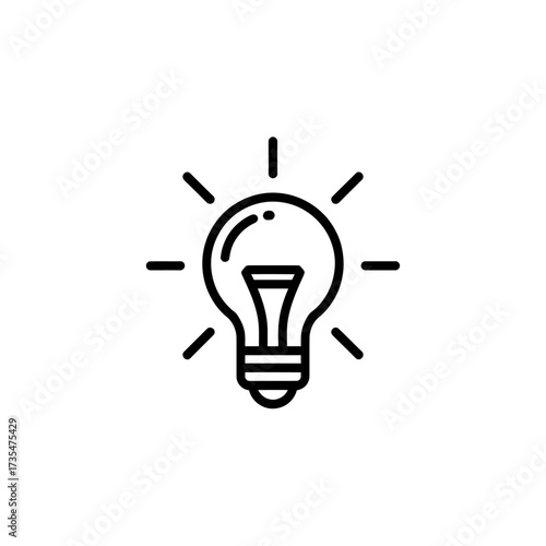 Creative light bulb icon representing innovation and bright ideas in simple line drawing style
