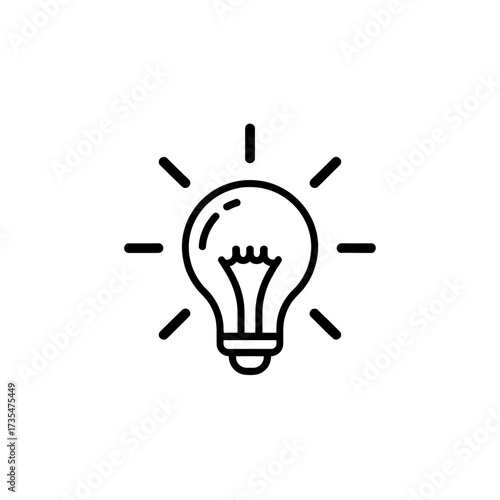 Simple light bulb icon symbolizes bright new ideas and creative energy for innovative solutions