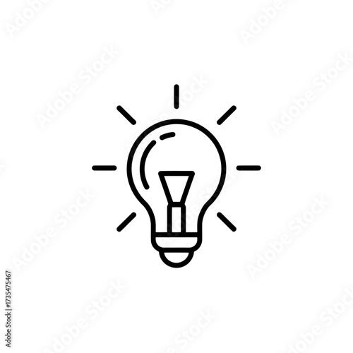Minimalist light bulb icon representing creativity and innovative ideas on a plain white background
