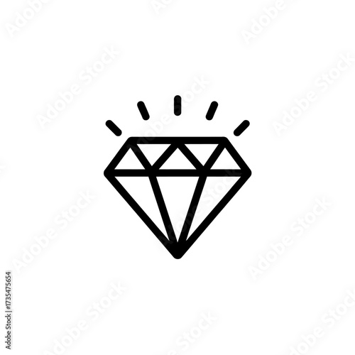 Minimalistic diamond icon with sparkle effect suitable for beauty and luxury, vector illustration