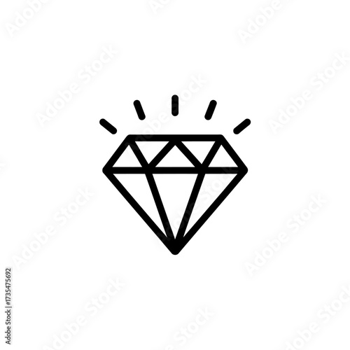Gemstone icon representing brilliance and luxury with simple elegant diamond vector illustration