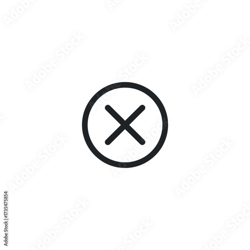 Cross icon in black circle on plain white background symbolizing deletion or cancellation concept