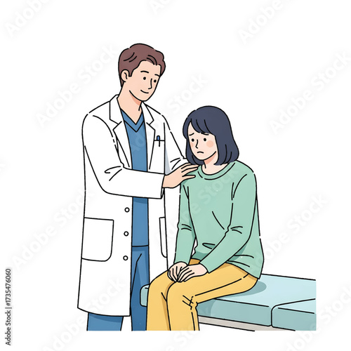 Doctor Comforting Nervous Patient Vector Illustration