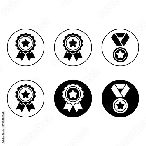 Award badge icon collection for achievements and winning isolated on white background vector art