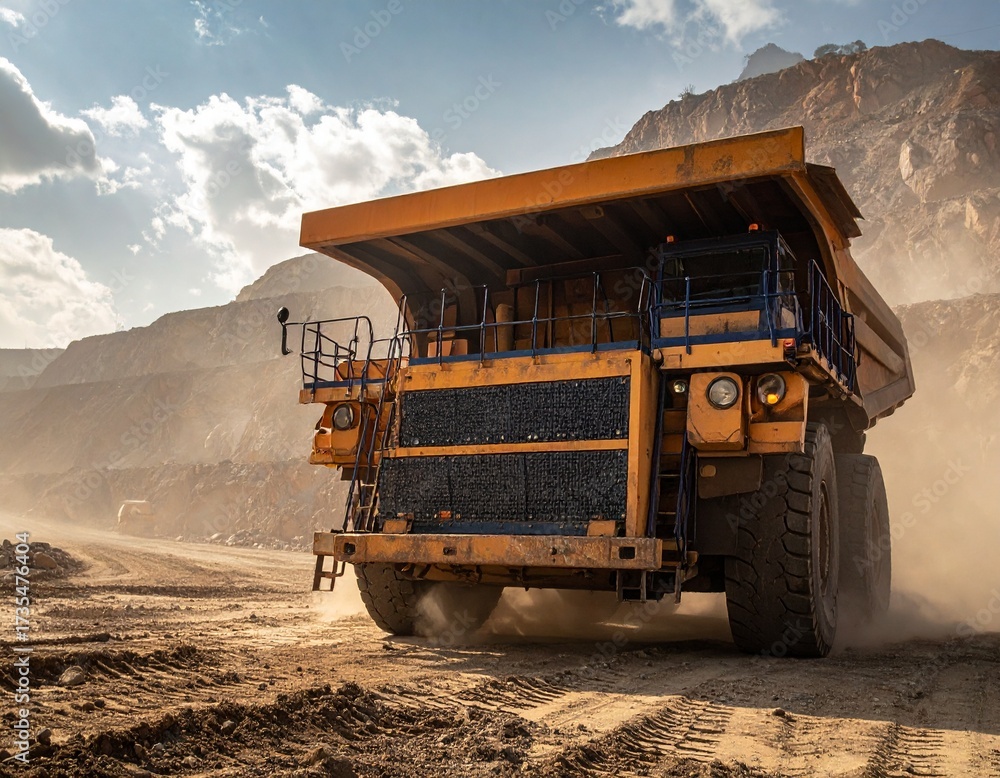 Obraz premium Mining Operation with Dumper Trucks