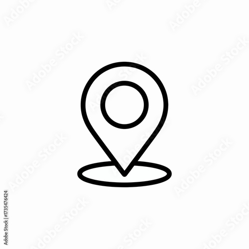 Minimalist location pin icon representing map navigation and geolocation on a simple white background