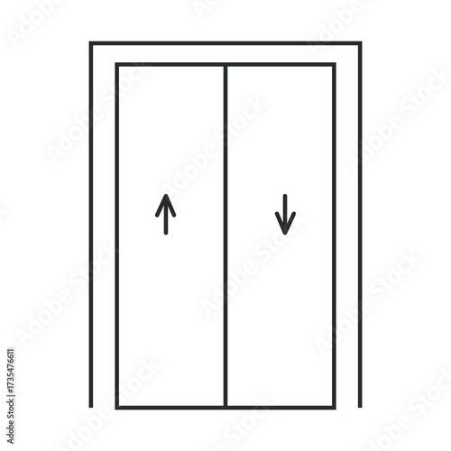 Elevator icon line lift way up and down lobby hall sign, Simple symbol. Passenger elevator, slide door. 