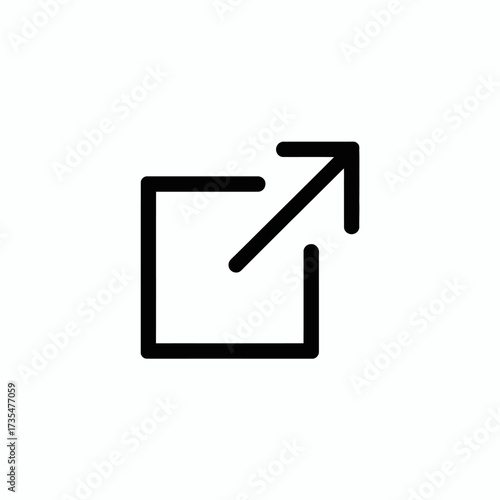 Simple black and white external link icon with arrow indicating outward direction for web design