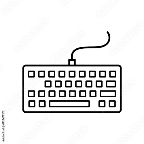 Outline computer keyboard icon digital connection symbol black and white vector illustration