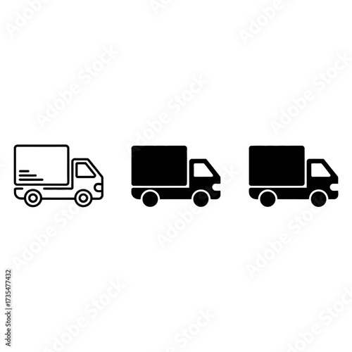 Delivery truck icons set in different styles isolated on a white background vector illustration