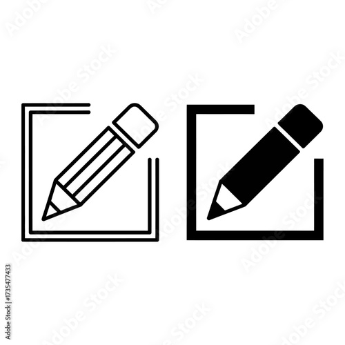 Pencil icon designs in vector format for minimalist website or graphic design projects usage