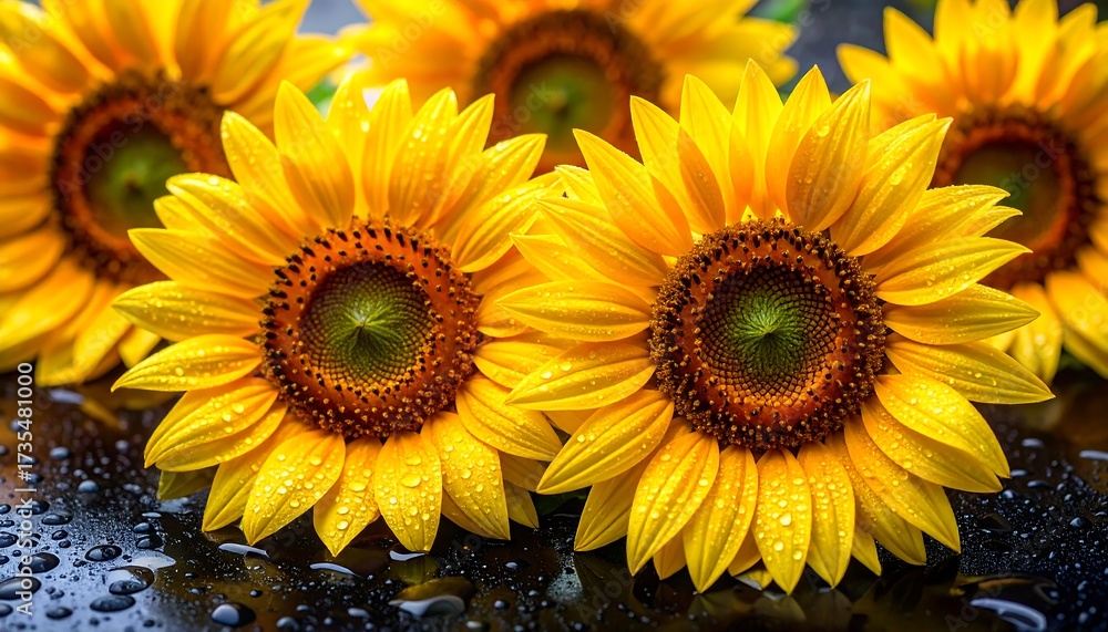 Fototapeta premium Close-up of vibrant sunflowers (1)