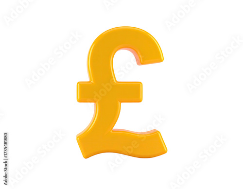 3D render of a golden pound sign isolated on a stark black background