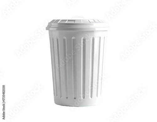 Wallpaper Mural A clean, white trash receptacle with a lid, set against a stark black backdrop Torontodigital.ca