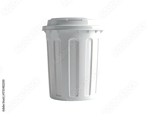 Wallpaper Mural A clean, white trash receptacle with a lid, against a stark black background Torontodigital.ca