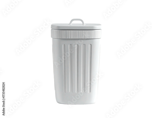 Wallpaper Mural A simple white trash receptacle with a lid and a handle against a black background Torontodigital.ca