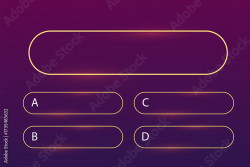 Quiz question interface game menu, show answer trivia template background. Multiple choice frame, button. Bar ui challenge. 
