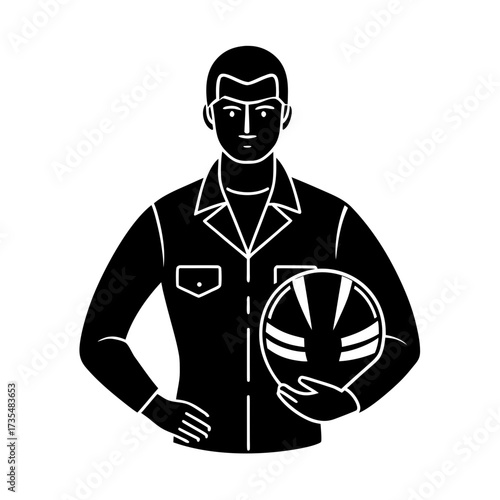confident male air self defense force member holdiing vector art