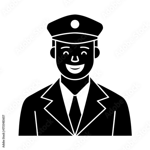 cheerful security guard vector art illustration