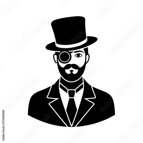 gentleman thief with monocle and top hat vector art