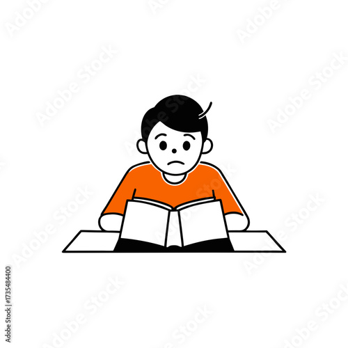 stressed male student studying hard vector art