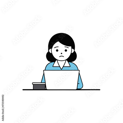 stressed female office worker working overtime vector art