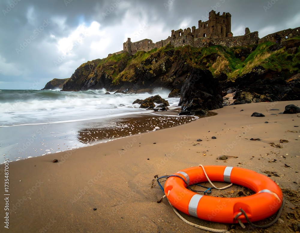 Obraz premium Dramatic coastal scene with castle