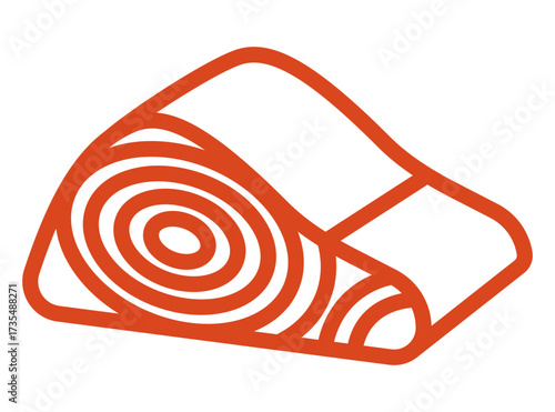 Triangle salmon slice line icon vector design symbolizing sashimi sushi and Japanese cuisine.