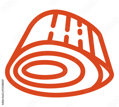 Cylinder cut salmon slice line icon vector used for sashimi, sushi, and seafood design.