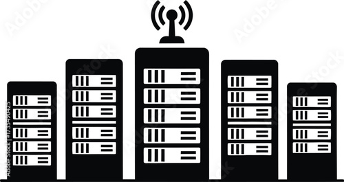 Rack servers with wireless signal tower