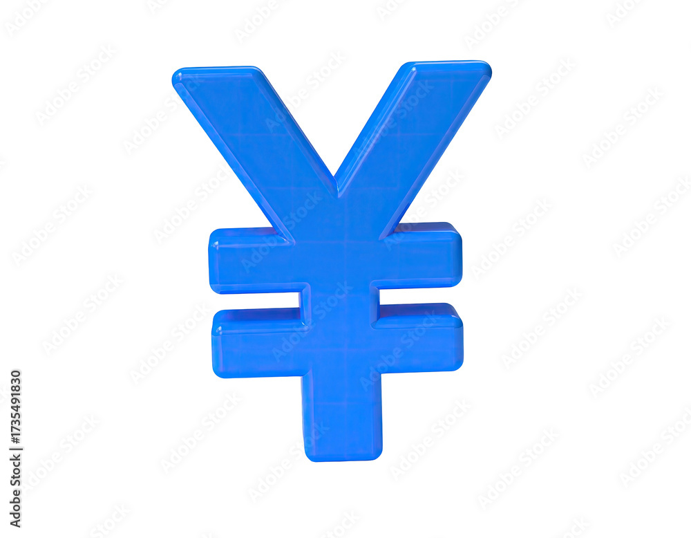 Fototapeta premium Bright blue, three-dimensional currency symbol floats on a black backdrop