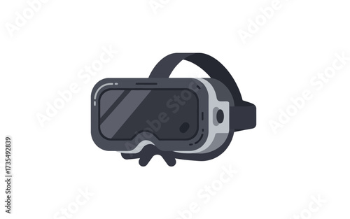 A modern virtual reality headset with a black strap and grey accents, designed for immersive digital experiences.