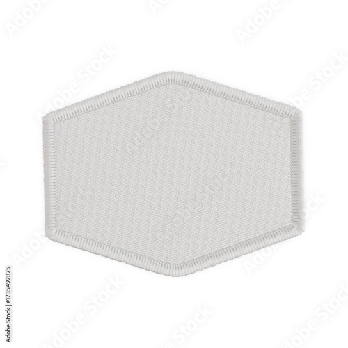 Clean white hexagonal embroidered patch offers a versatile design canvas, perfect for custom branding mockups and creative graphic projects.