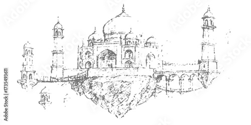 Church architecture vector drawing of the Church of the Holy Sepulchre in Jerusalem, an ancient travel landmark