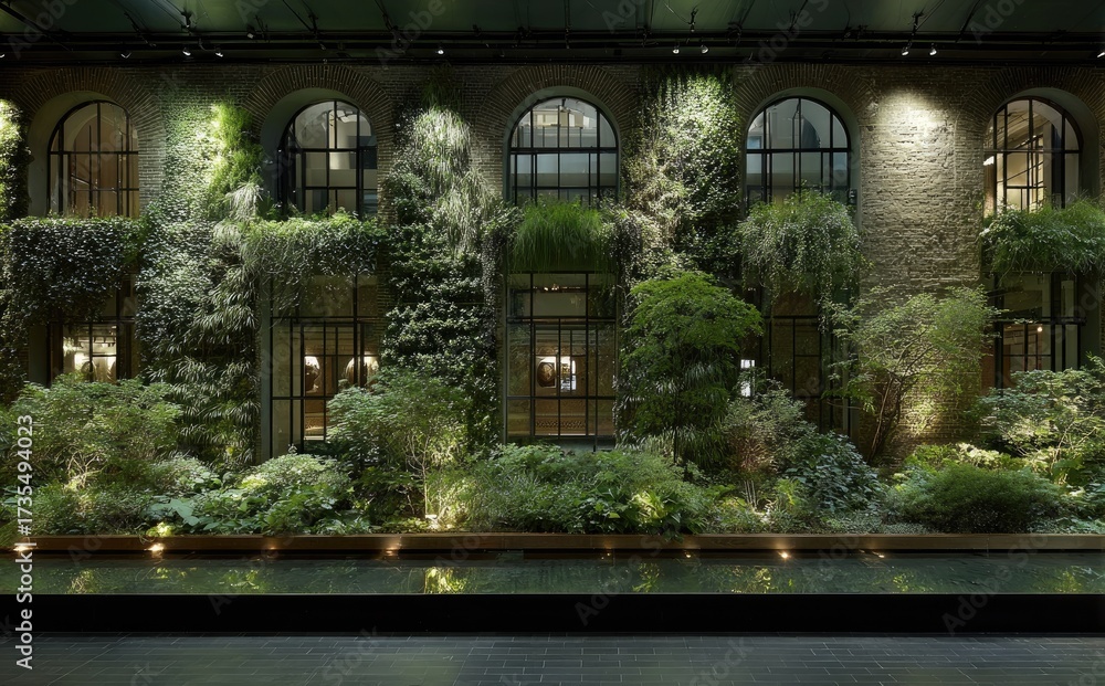 Obraz premium Lush green wall decorates a modern building