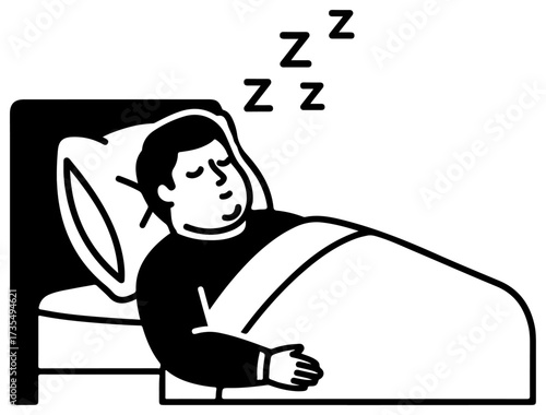 Person sleeping soundly in bed with closed eyes and 'zzz' symbols