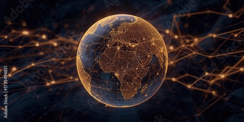 Global connectivity visualization digital world infographic technology abstract data representation