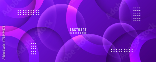 3D purple geometric abstract background overlap layer on dark space with circles effect decoration. Modern graphic design element cutout style concept for web banner, flyer, card, or brochure cover