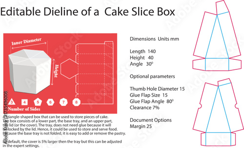Cake slice box template diagram cake box dieline