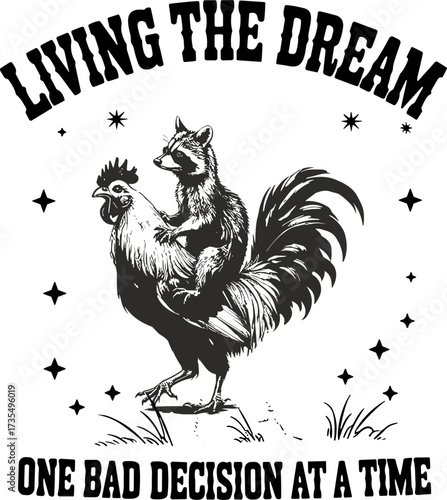 Living the Dream One Bad Decision at a Time svg | Retro Humor Cut File | PNG,SVG, Digital Download