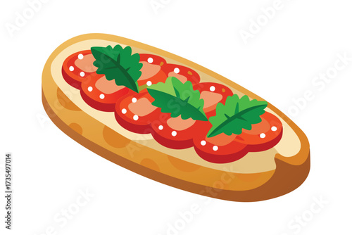 bruschetta vecor illustration on white background