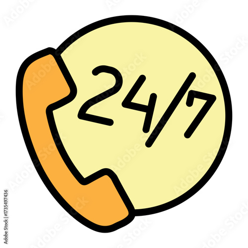 24 7 Emergency Vector Filled Icon Design