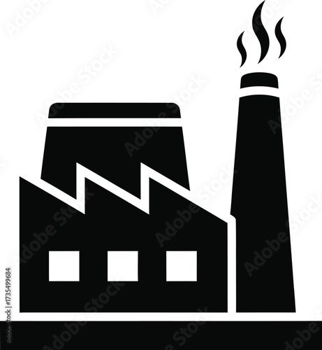 Iconic silhouette of a factory with a smoking chimney