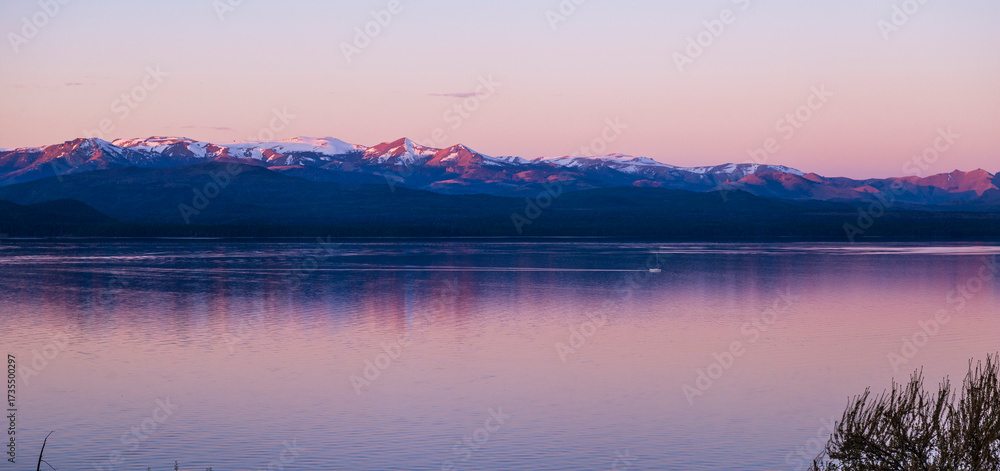 Fototapeta premium Sunset, Nahuel Huapi Lake, Bariloche, Rio Negro Province, Patagonia, Argentina